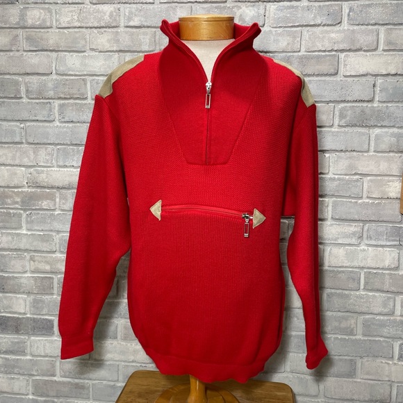Vintage 80s Monod Sports - Half Zip Anorak Pocket - Wool Blend Sweater - Size L - Picture 2 of 11